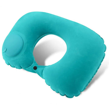 A product image of the green Press-Inflatable_Neck_Pillow