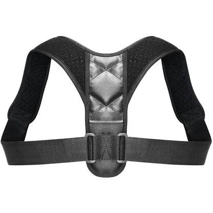 An image of a black Posture Corrector with a white backround