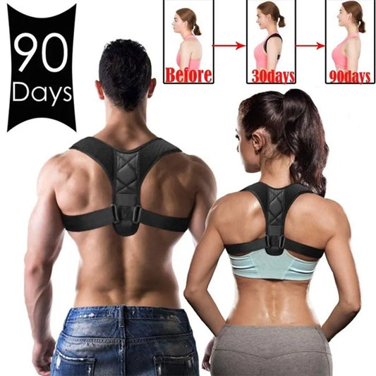 A fit woman and a man wearing the Posture Corrector showing the correct posture after 90 days of using the product