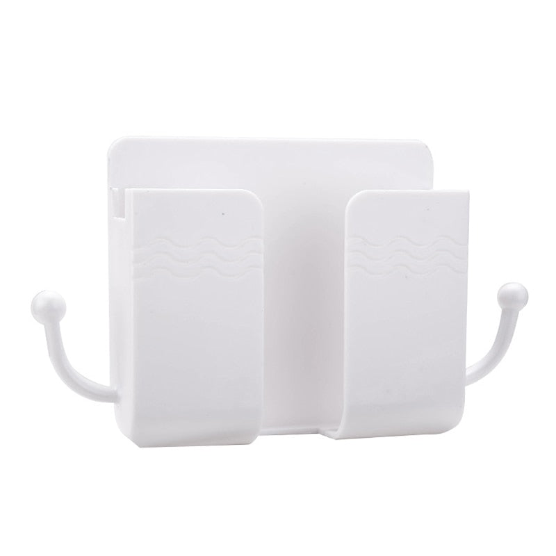 White Wall-Mount Phone Holder with hooks to both sides